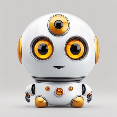 Cute Futuristic Robot With Large Eyes And A Friendly Design  AI Image