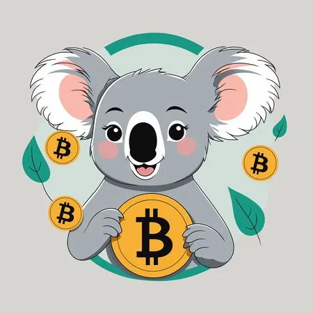 Cute Koala Holding A Bitcoin Coin  AI Image