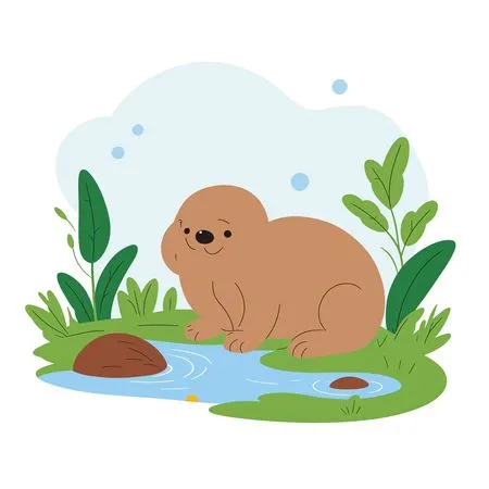 Cute Otter By Pond  AI Image