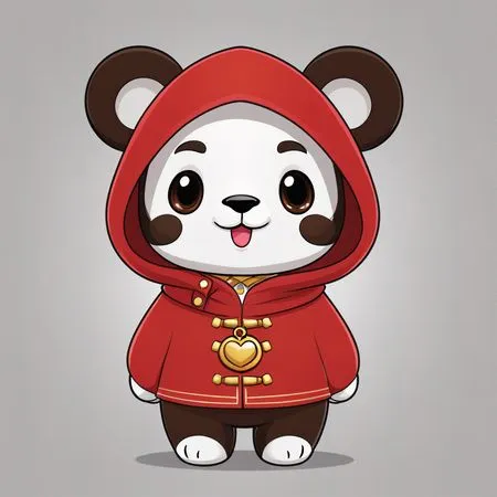 Cute Panda In A Red Hood  AI Image