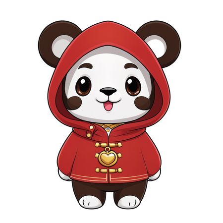 Cute Panda In A Red Hood  AI Image