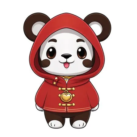 Cute Panda In A Red Hood  AI Image