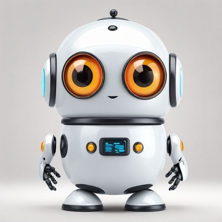 Cute Robot With Big Eyes  AI Image