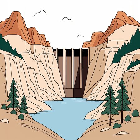 Dam In A Mountainous Landscape  AI Image