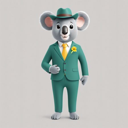 Dapper Koala In Suit And Hat  AI Image