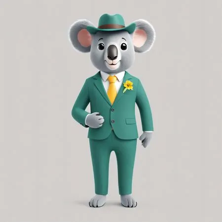 Dapper Koala In Suit And Hat  AI Image