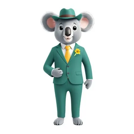 Dapper Koala In Suit And Hat  AI Image