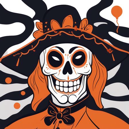 Day of the dead smiling skeleton  AI Image