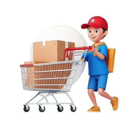 Delivery Boy With A Shopping Cart Of Packages  AI Image