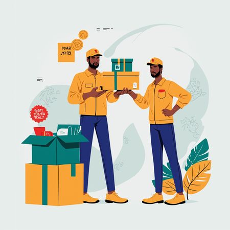 Delivery Workers Handling Packages  AI Image