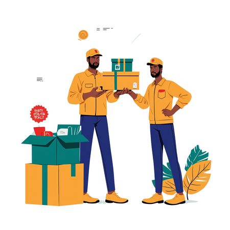 Delivery Workers Handling Packages  AI Image