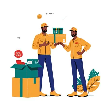 Delivery Workers Handling Packages  AI Image