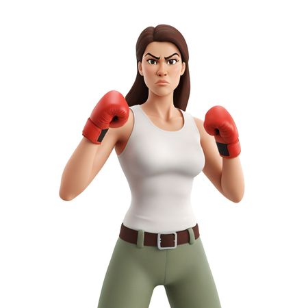 Determined Female Boxer In Boxing Stance  AI Image