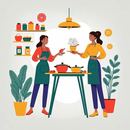 Deux chefs préparant un repas dans une cuisine  Image IA