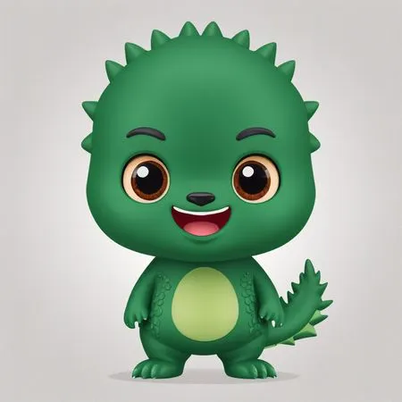 Dinossauro fofo com olhos grandes e sorriso amigável Imagem de IA