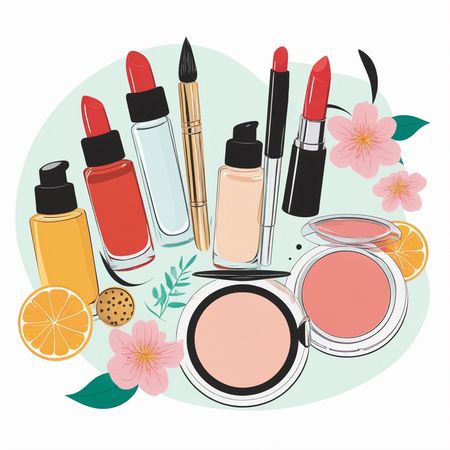 Divers produits de maquillage  Image IA