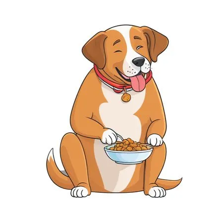 Dog Happily Holding A Bowl Of Kibble  AI Image