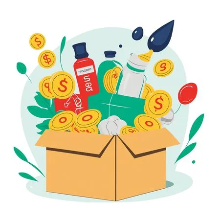 Donation Box Filled With Items And Coins  AI Image