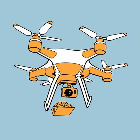 Drone de entrega de comida em pleno voo  Imagem de IA