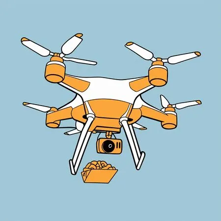 Drone de entrega de comida em pleno voo  Imagem de IA