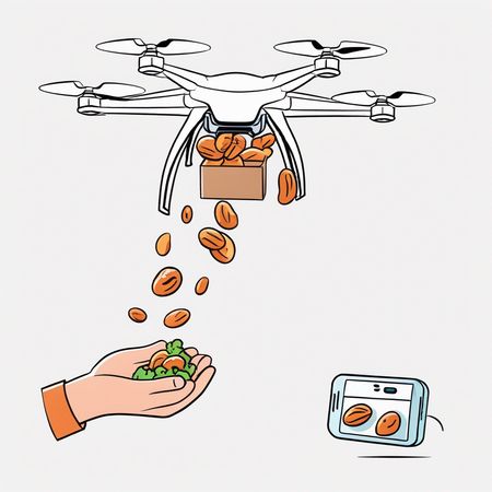Drone Delivering Almonds Into Hand  AI Image