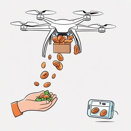 Drone Delivering Almonds Into Hand  AI Image
