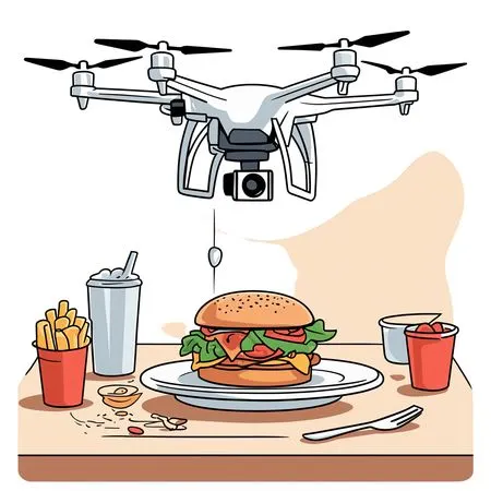 Drone Delivering Fast Food Meal AI Image