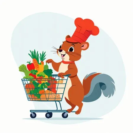 Chef écureuil faisant ses courses  Image IA
