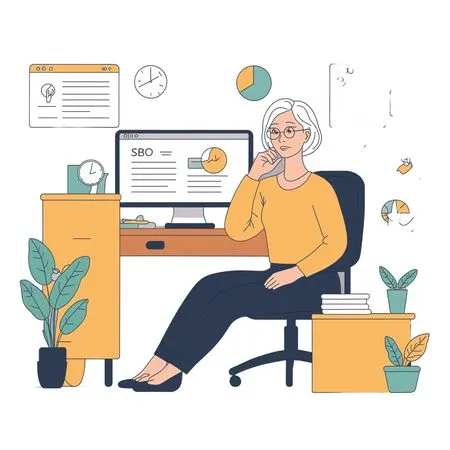 Elder Woman Working From Home Office  AI Image