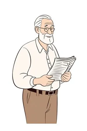 Elderly Man With Glasses Reading A Newspaper  AI Image