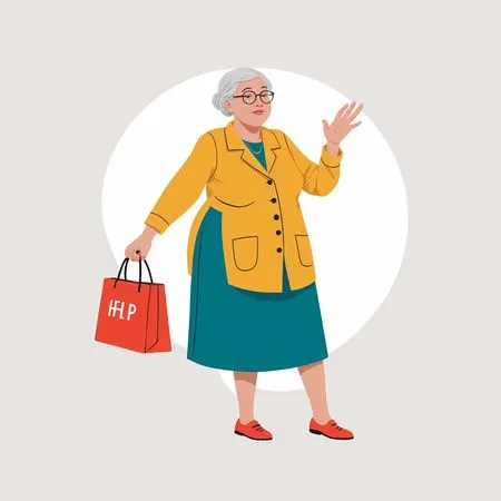 Elderly Woman Holding A Shopping Bag  AI Image