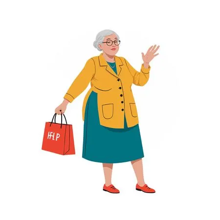 Elderly Woman Holding A Shopping Bag  AI Image