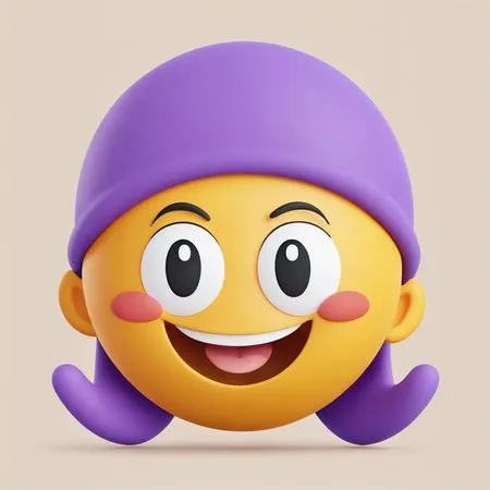 Emoji ludique avec un chapeau violet et une expression joyeuse  Image IA