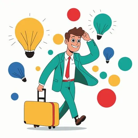 Un hombre de negocios con equipaje tuvo una idea de negocio  Imagen AI