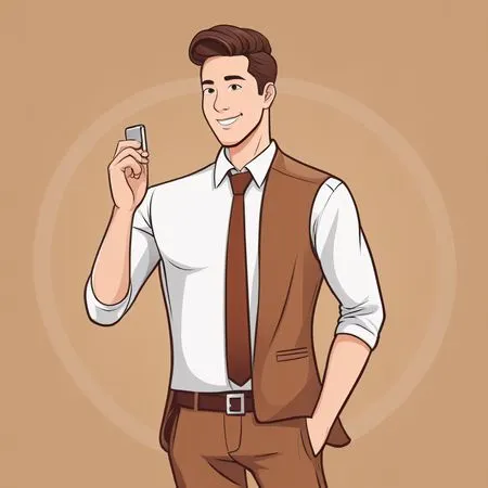Hombre de negocios sosteniendo un teléfono inteligente  Imagen AI