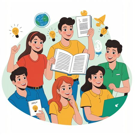 Estudiantes que participan en el aprendizaje colaborativo  AI Image