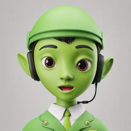Extraterrestre verde con auriculares  Imagen AI