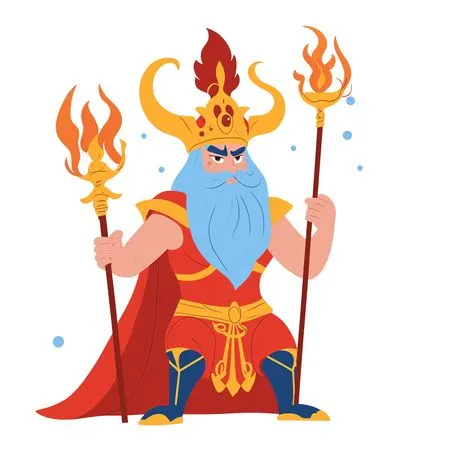 Roi fantastique avec des flammes  Image IA