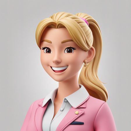 Female Character With A Pink Suit And Blonde Hair  AI Image