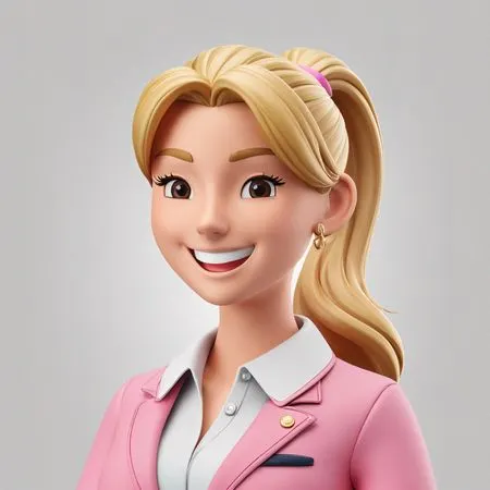 Female Character With A Pink Suit And Blonde Hair  AI Image