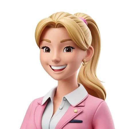 Female Character With A Pink Suit And Blonde Hair  AI Image