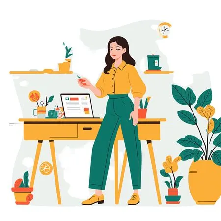 Female freelancer showing Home Office Setup  AI Image
