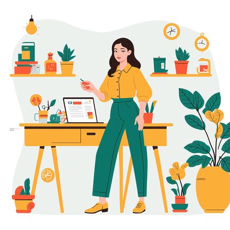 Female freelancer showing Home Office Setup  AI Image