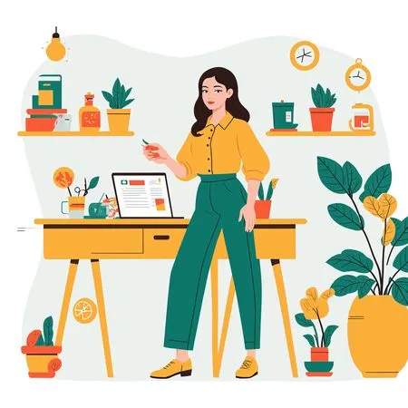Female freelancer showing Home Office Setup  AI Image