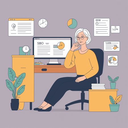 Femme âgée travaillant à domicile  AI Image
