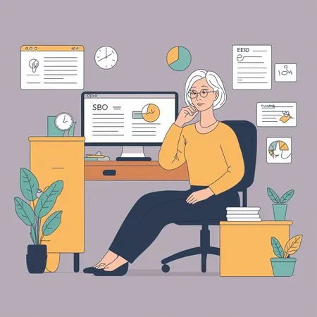 Femme âgée travaillant à domicile  AI Image