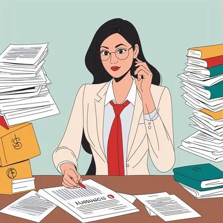 Femme d'affaires gérant des documents à son bureau  Image IA