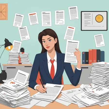 Femme d'affaires gérant des documents à son bureau  Image IA