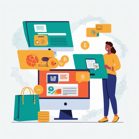 Femme effectuant des achats en ligne via un paiement numérique  Image IA