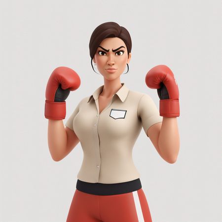 Femme en pose de boxe avec des gants  Image IA